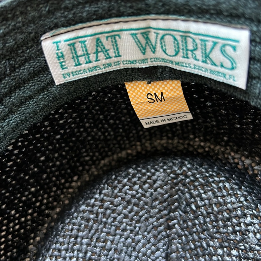 VINTAGE COWBOY HAT 80s HAT WORKS Black Straw Western Sun Beach Hiking Travel - Picture 8 of 10
